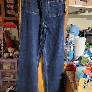 Dark Blue Wide Leg Women's Jeans - Flare Fit